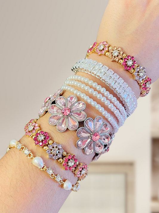 Primrose Pink Flower Bracelet