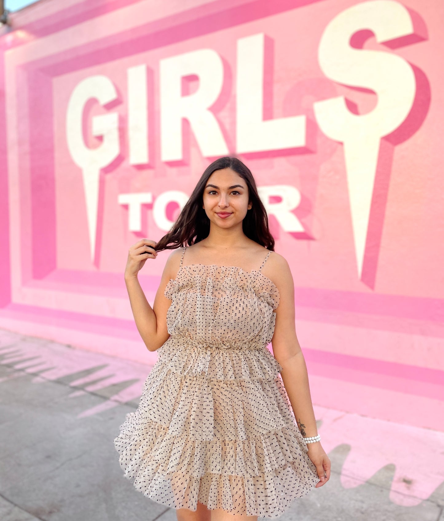 Polka Dot Tulle Tiered Mini Dress