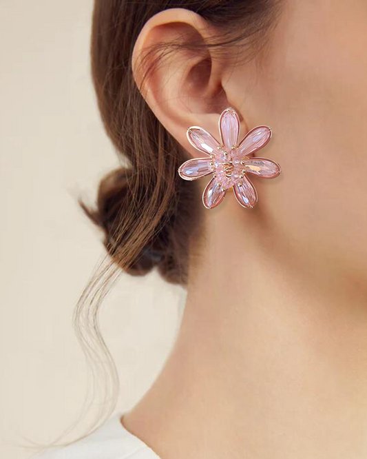 June Pink Flower Earrings