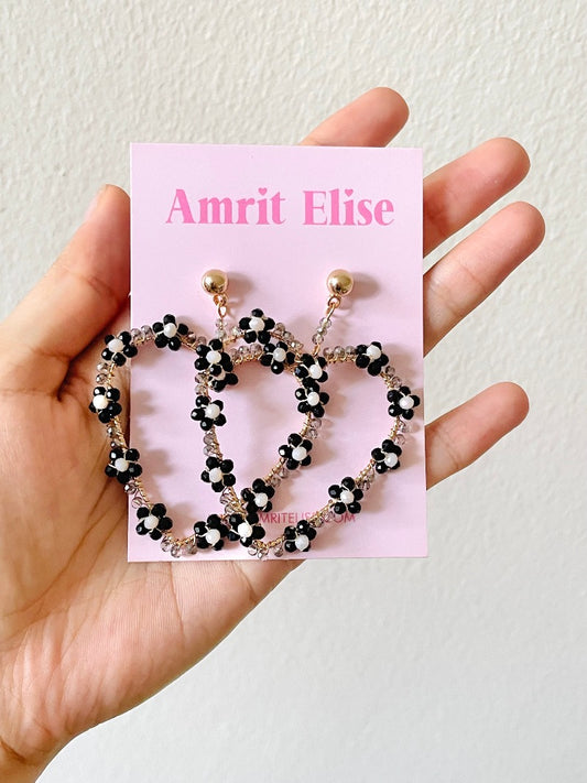 Carmen Beaded Floral Heart Earrings