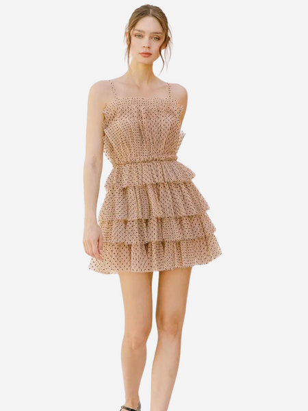 Polka Dot Tulle Tiered Mini Dress