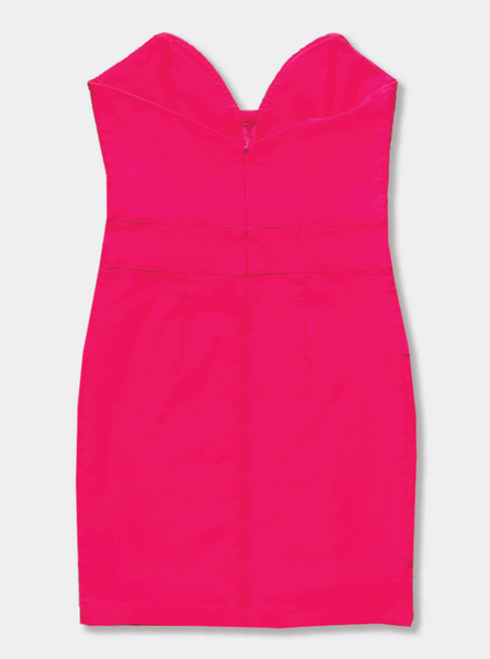 Hot Pink Bodycon Strapless Dress