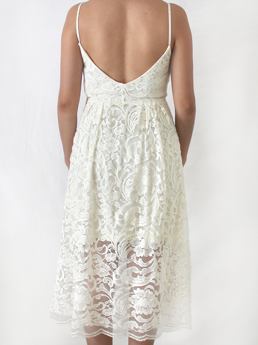 White Lace Midi Dress