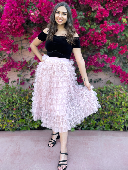 Pink Ruffle Tulle Skirt