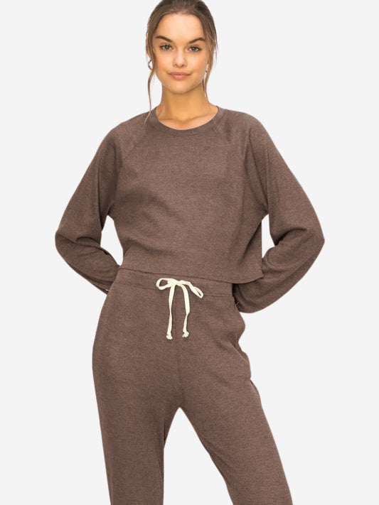 Chocolate Thermal Knit Lounge Set