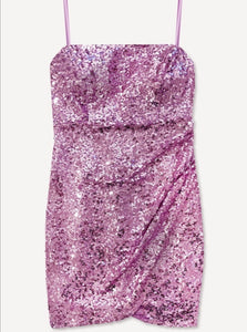 Pink Purple Sequin Mini Dress