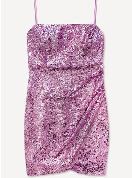 Pink Purple Sequin Mini Dress