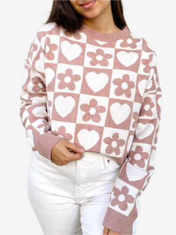 Checker Floral Sweater