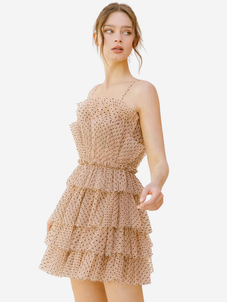 Polka Dot Tulle Tiered Mini Dress