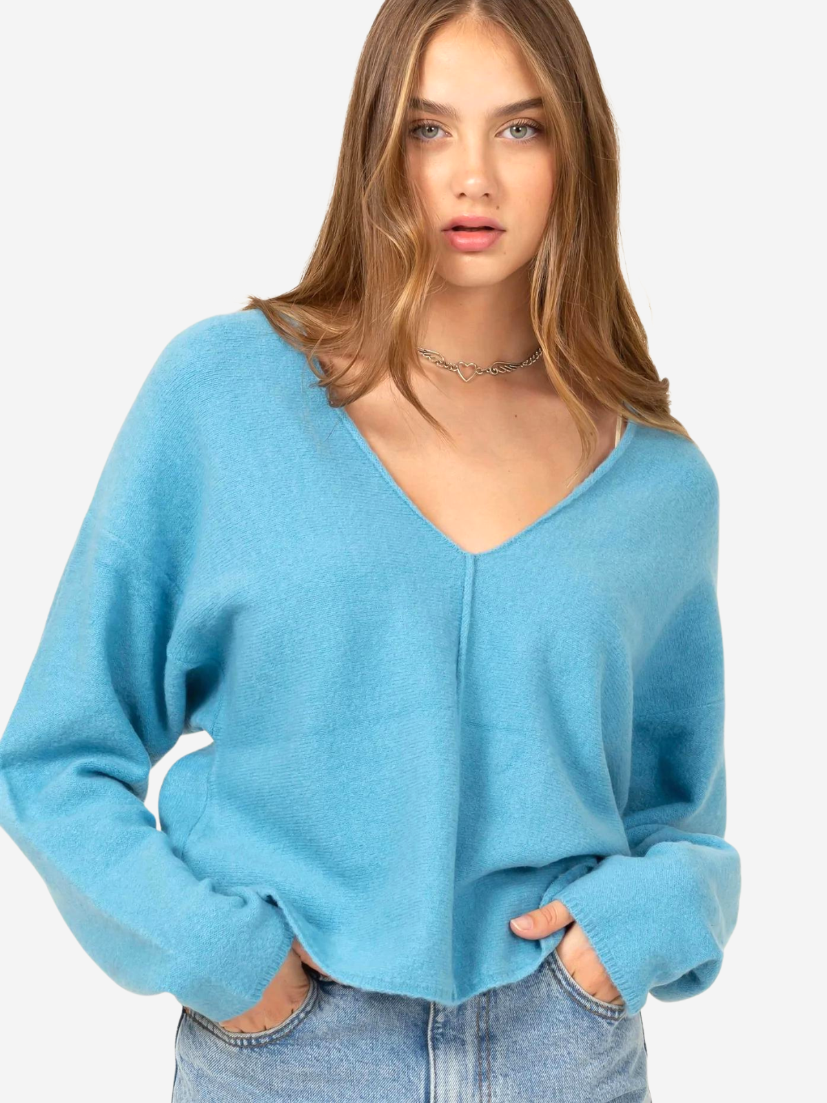 Light Blue V Neck Sweater