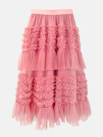 Coral Pink Ruffle Tulle Skirt