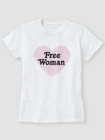 Free Woman Tee - Pink Heart Black Letters