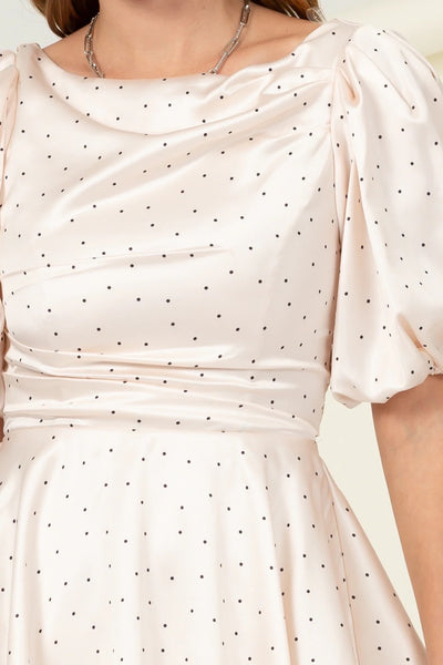 Polka Dot Puff Sleeve Mini Dress/Romper