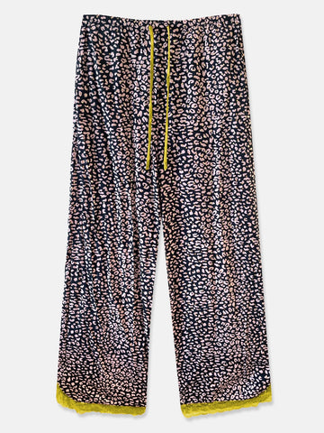 Leopard Pajama Pants with Lace Trim