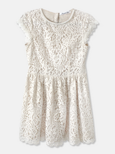 White Lace Dress with Pearl Sleeves