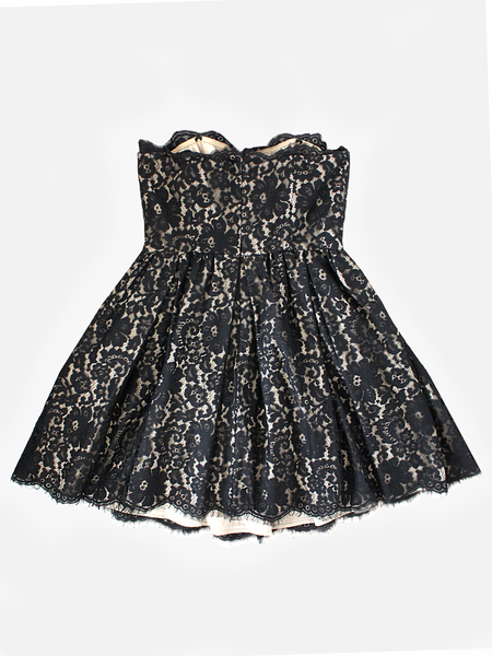 Black Strapless Lace Dress